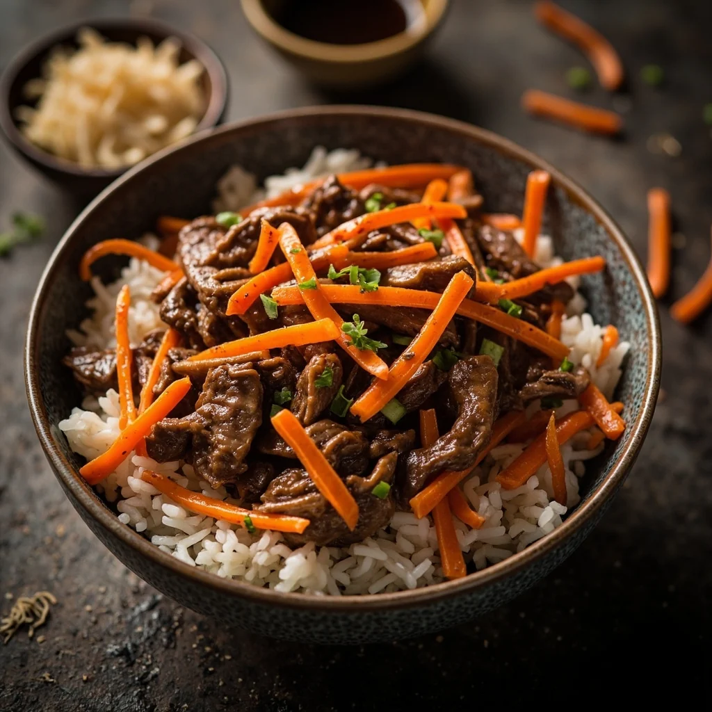Sauté de bœuf au gingembre avec carottes