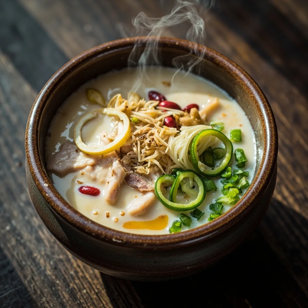 Congee de porc et bulbe de lys aux haricots mélangés