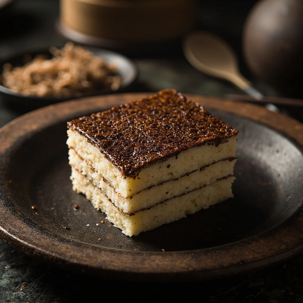 Gâteau en couches au sésame noir