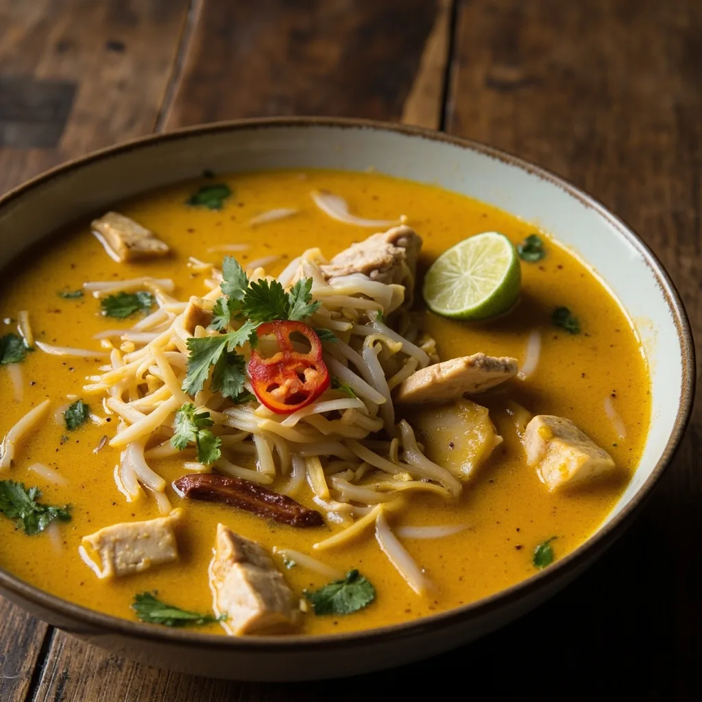 Soupe de nouilles au poulet et lait de coco (Ohn No Khauk Swe)