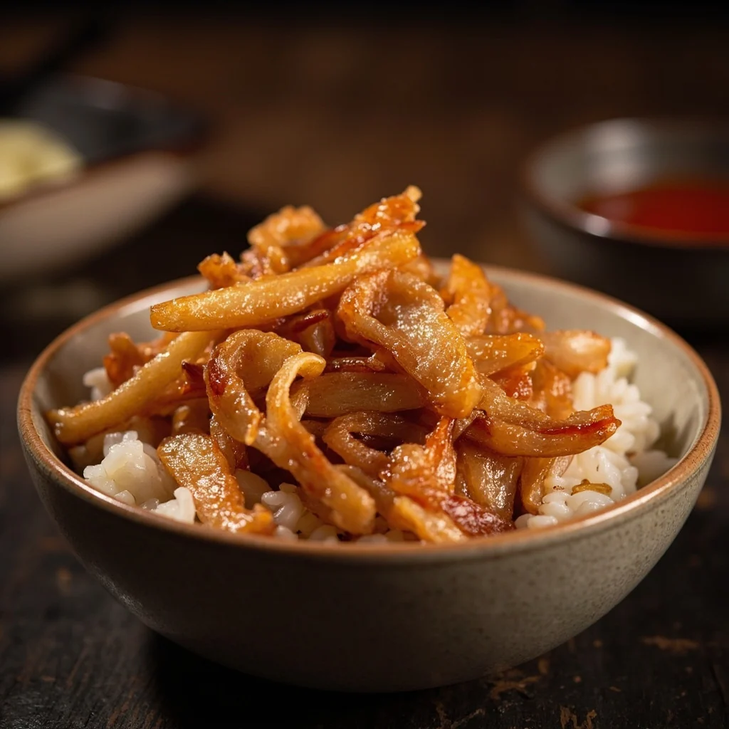 Grillons de porc dorés au riz gluant