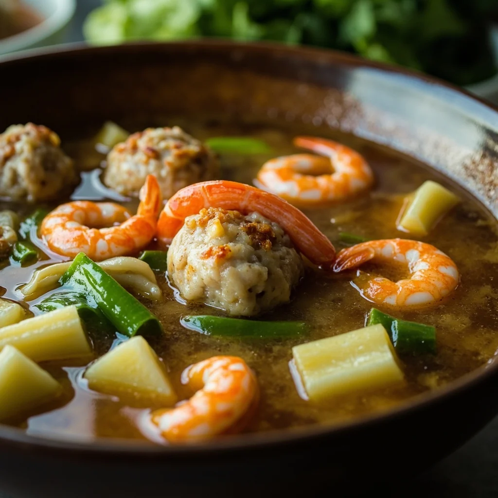 Soupe de calebasse avec boulettes de viande tendres