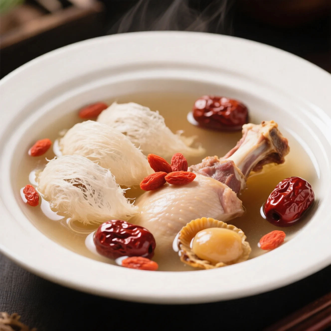 Soupe nourrissante au nid d'oiseau et aux baies de goji