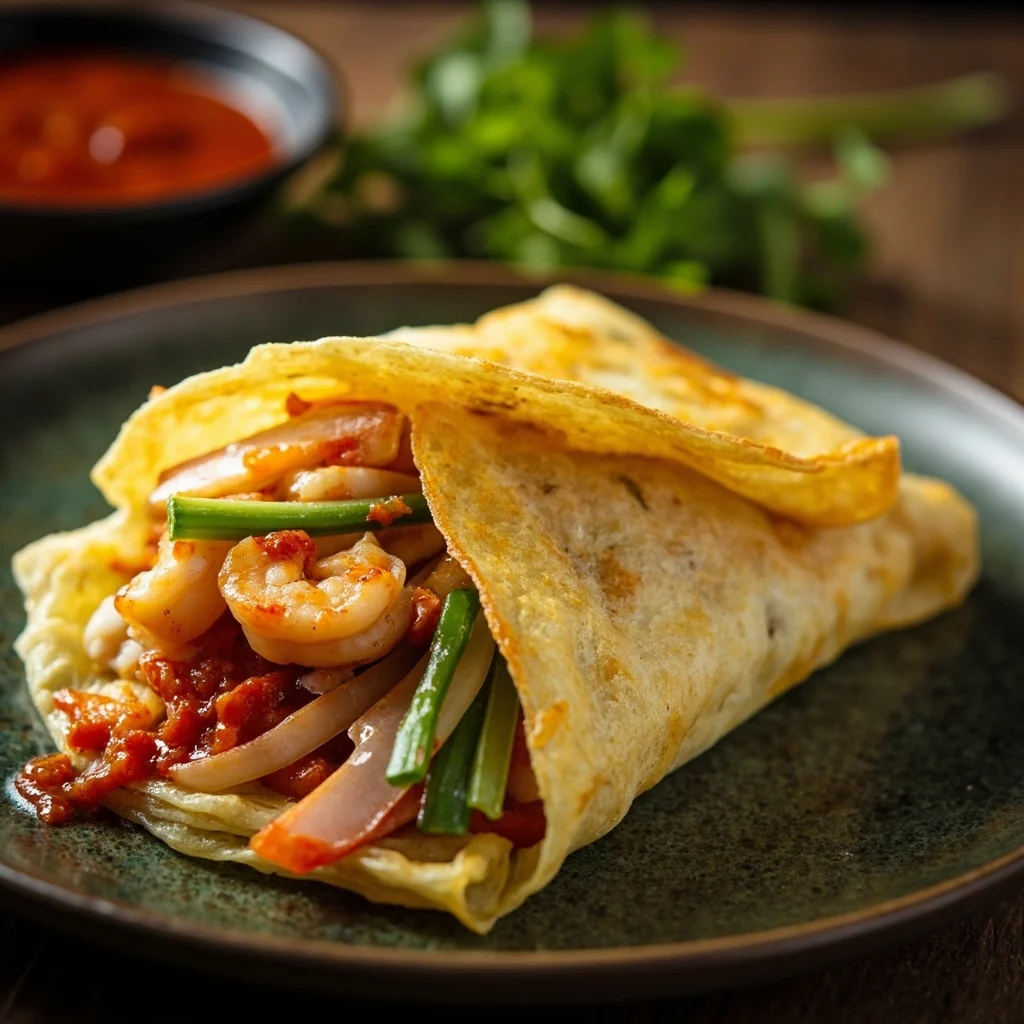 Tofu enveloppé d'œuf aux légumes