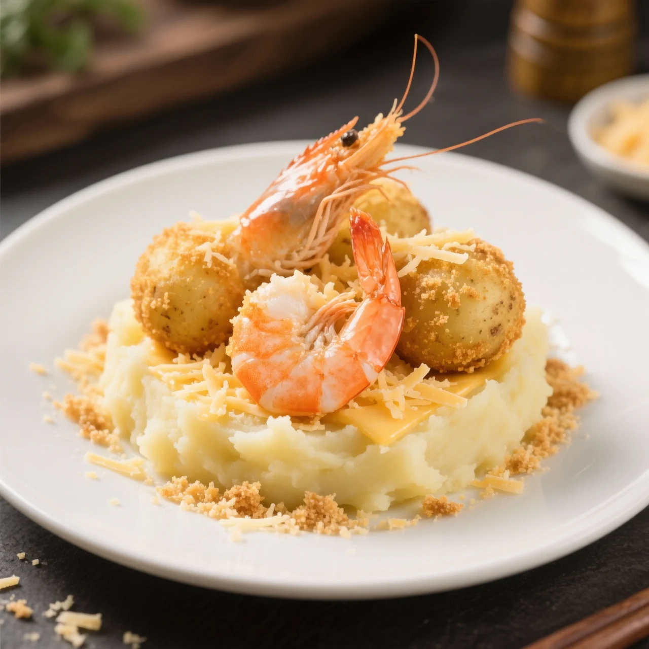 Boulettes de crevettes au fromage doré