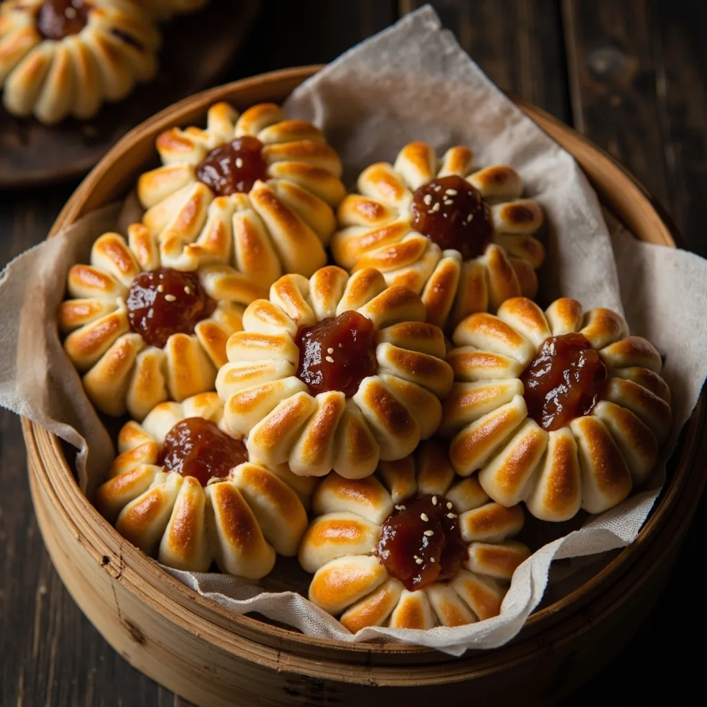 Flower-shaped Red Bean Paste Bread