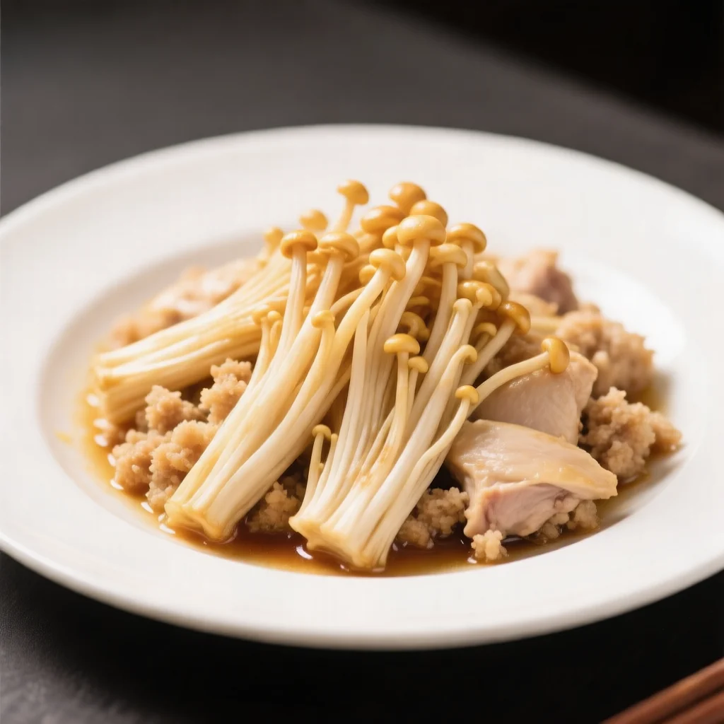 Poulet Vapeur aux Champignons Enoki
