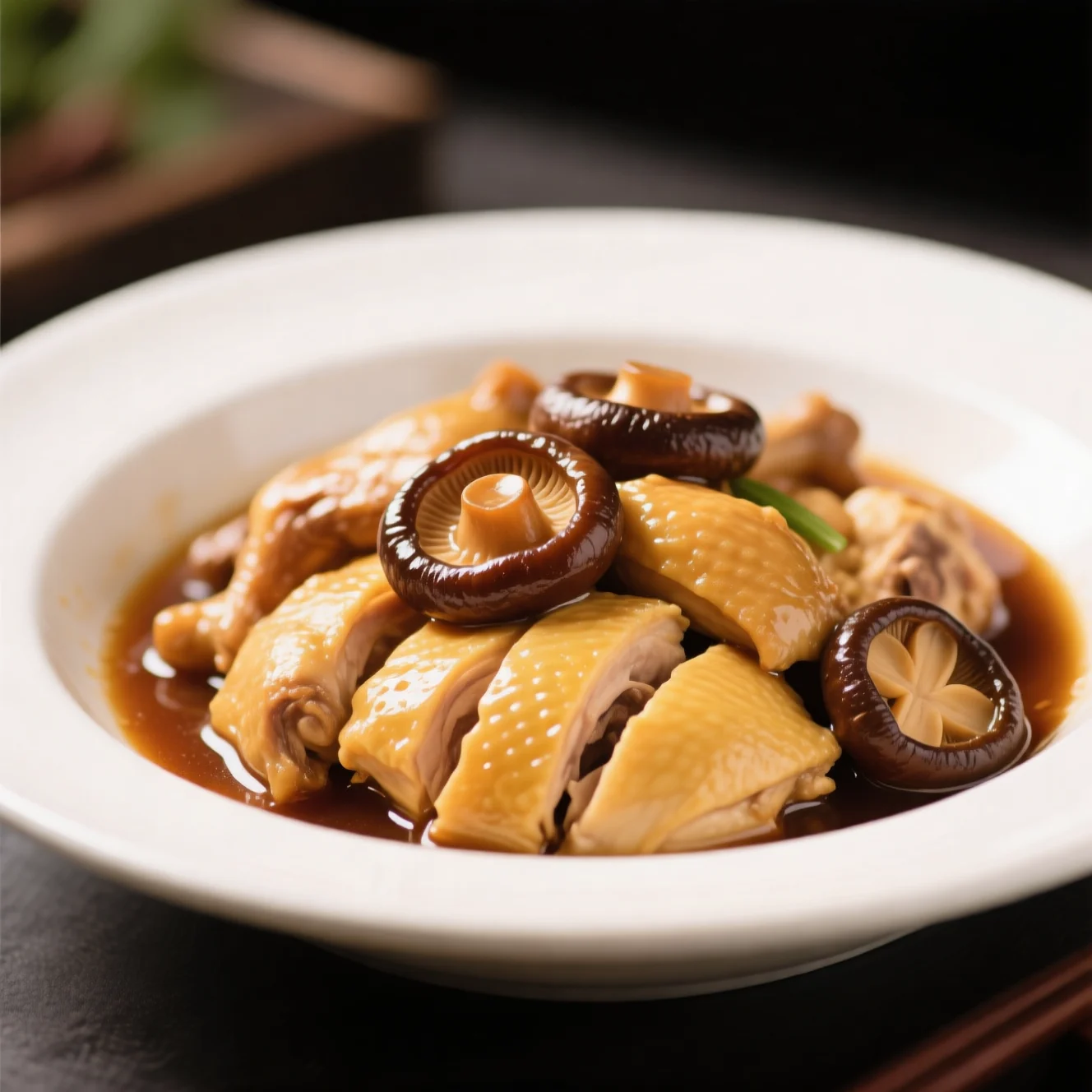 Poulet mijoté aux champignons shiitake