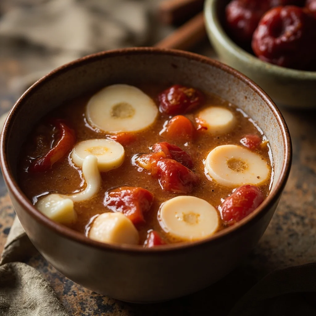 Soupe de dattes rouges et oreilles d'argent aux châtaignes d'eau