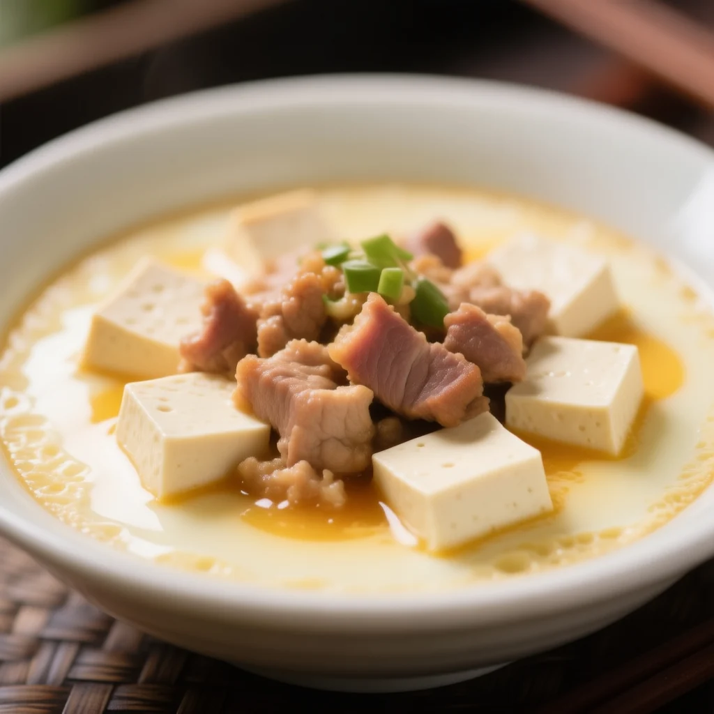 Œuf vapeur avec tofu et porc