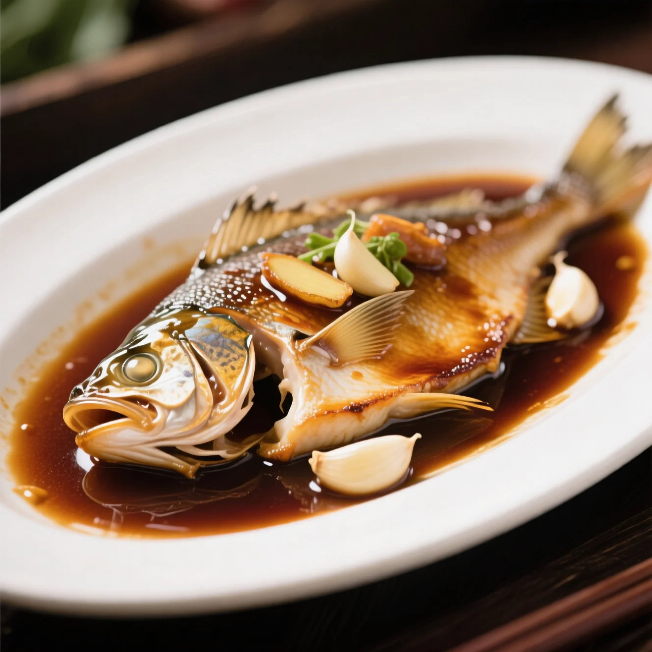 Perche de mer braisée à la sauce soja savoureuse