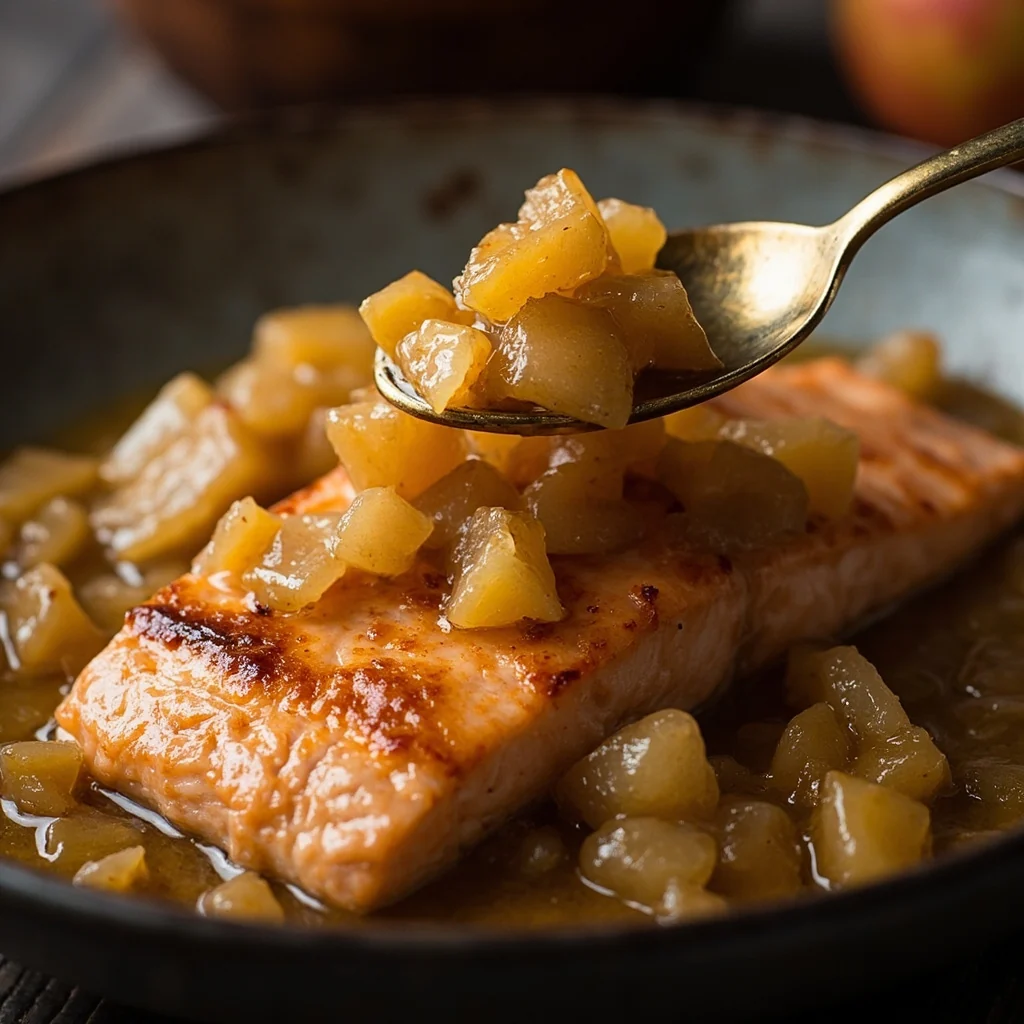 Saumon poêlé à la compote de pommes