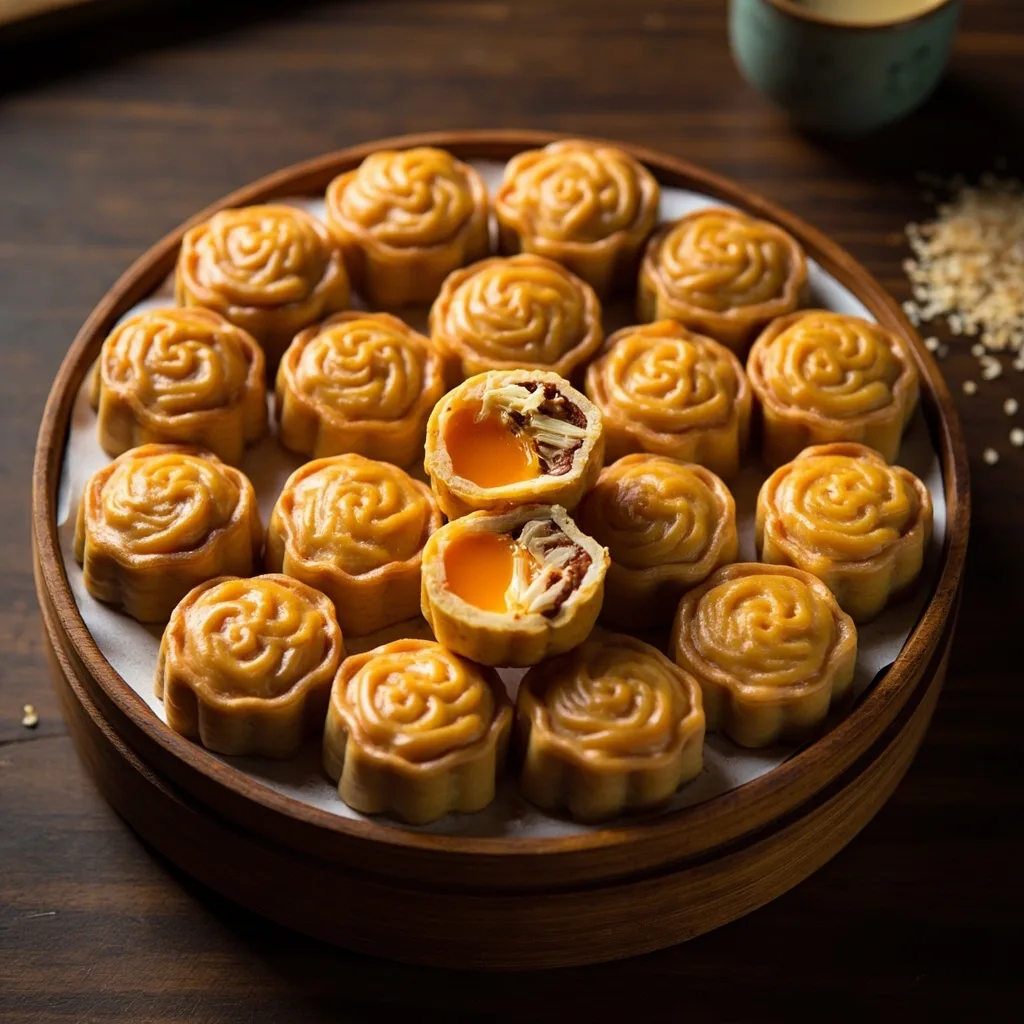 Cantonese Salted Egg Yolk and Pork Floss Mooncakes (50g, 16 pieces)