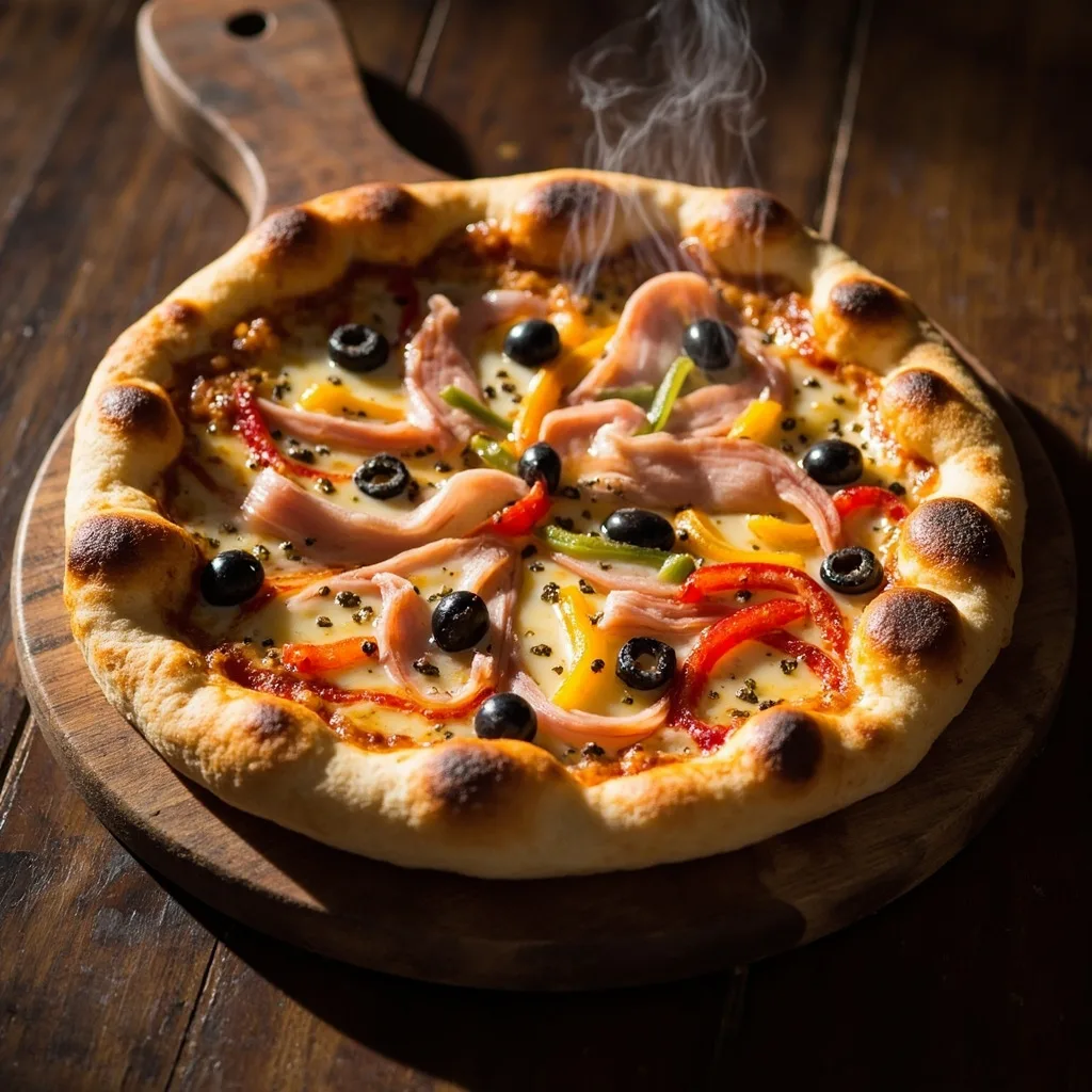 Pizza au poivron et au jambon