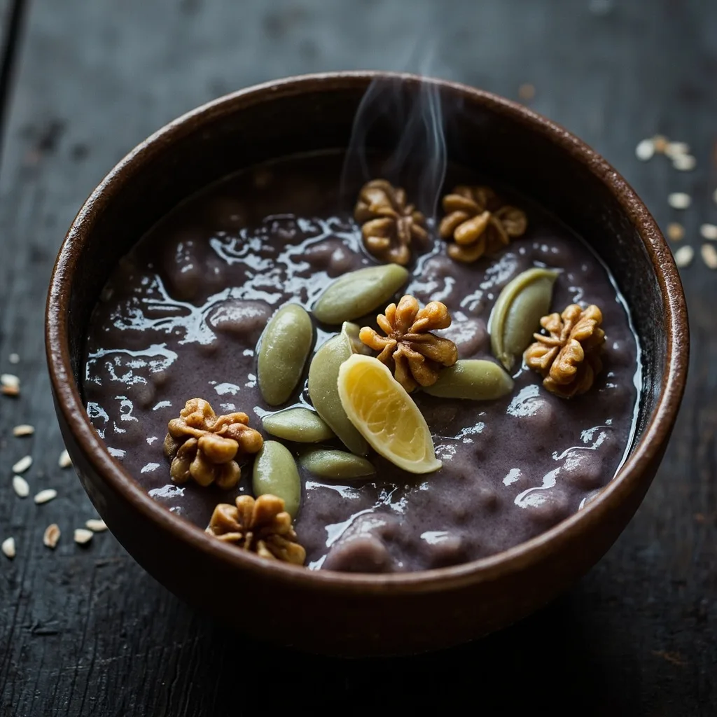 Porridge de Arroz Negro, Frijol Mungo y Nueces