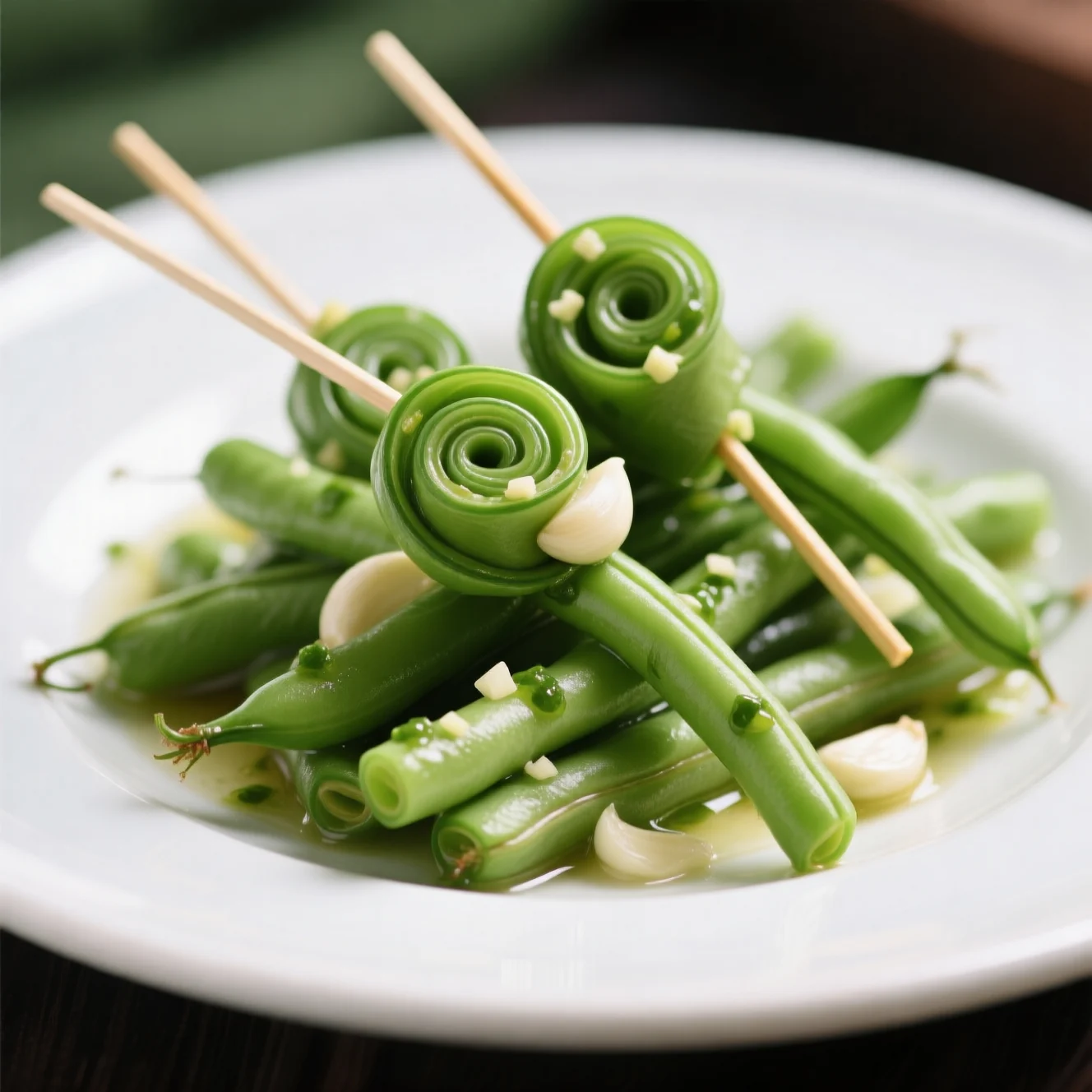 Sucettes de Haricots Verts à l'Ail
