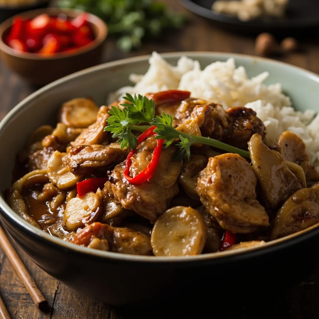 Garlic Mushroom Stir-Fried Chicken