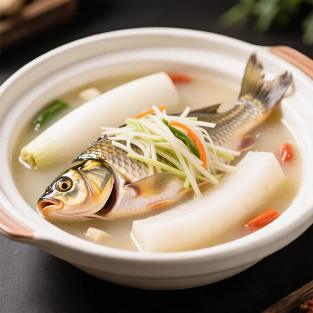 Soupe de carpe et de radis émincé