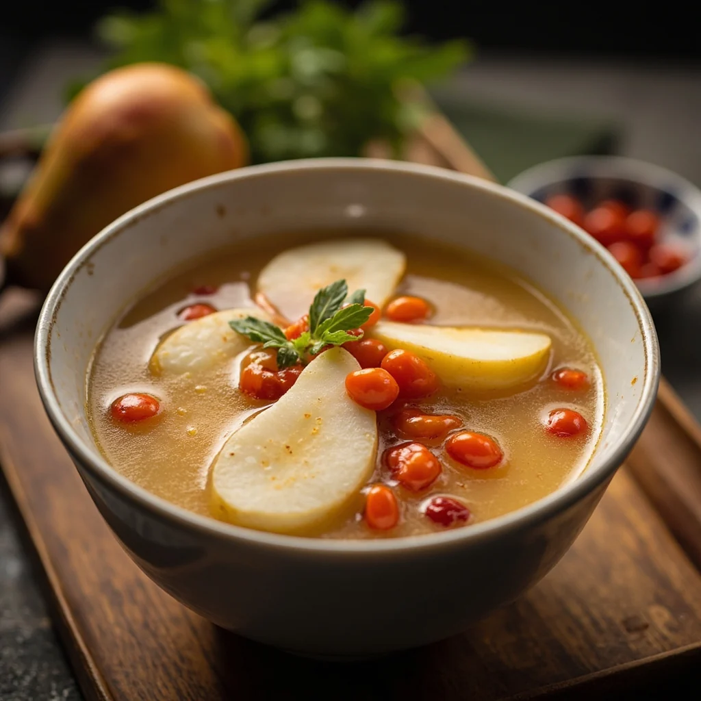 Soupe de Poires des Neiges au Sucre de Roche