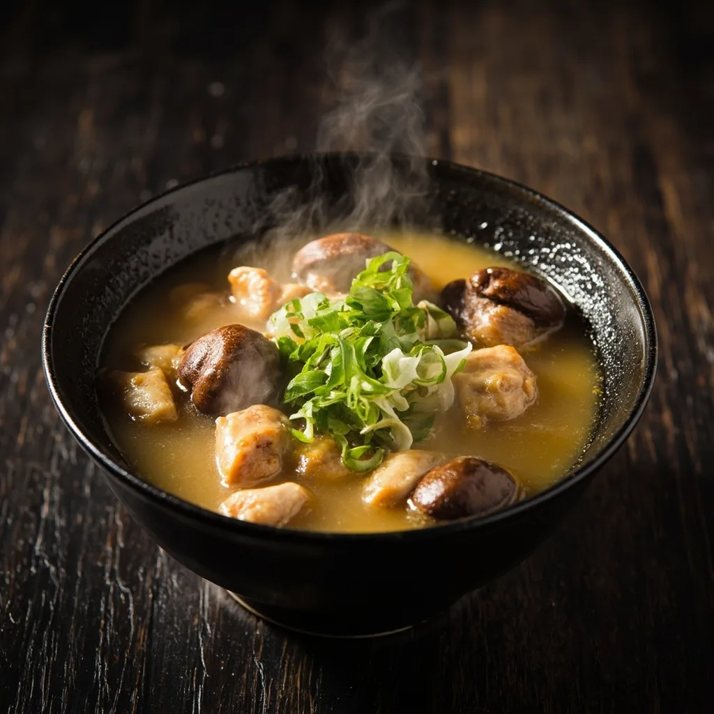 Sopa de pollo con champiñones shiitake
