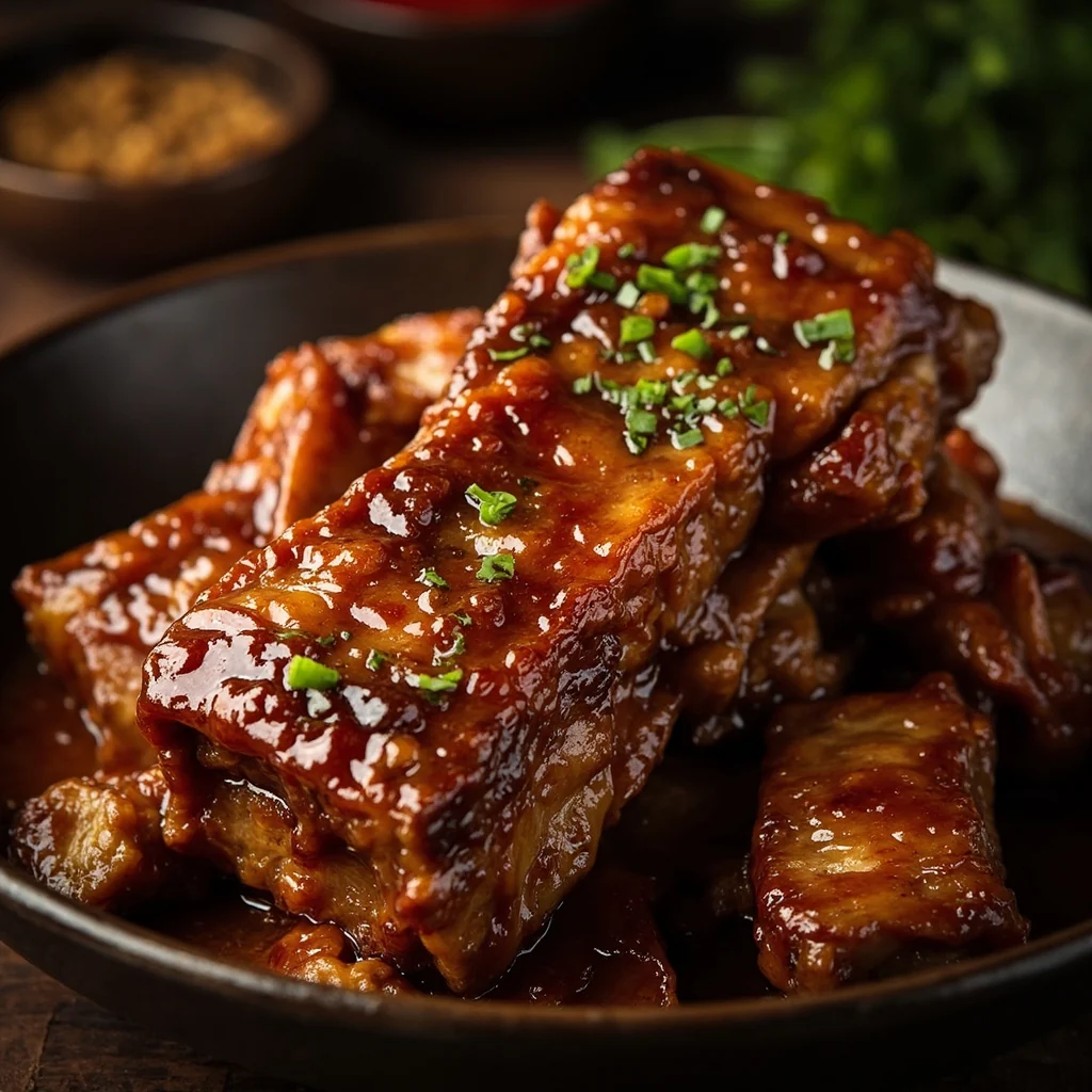 Côtes de Porc Braisées au Caramel de Soja