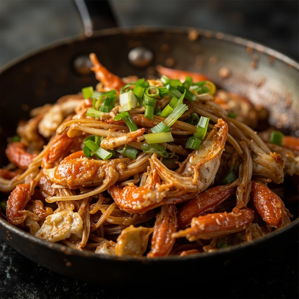Crabe sauté au gingembre et à la ciboulette