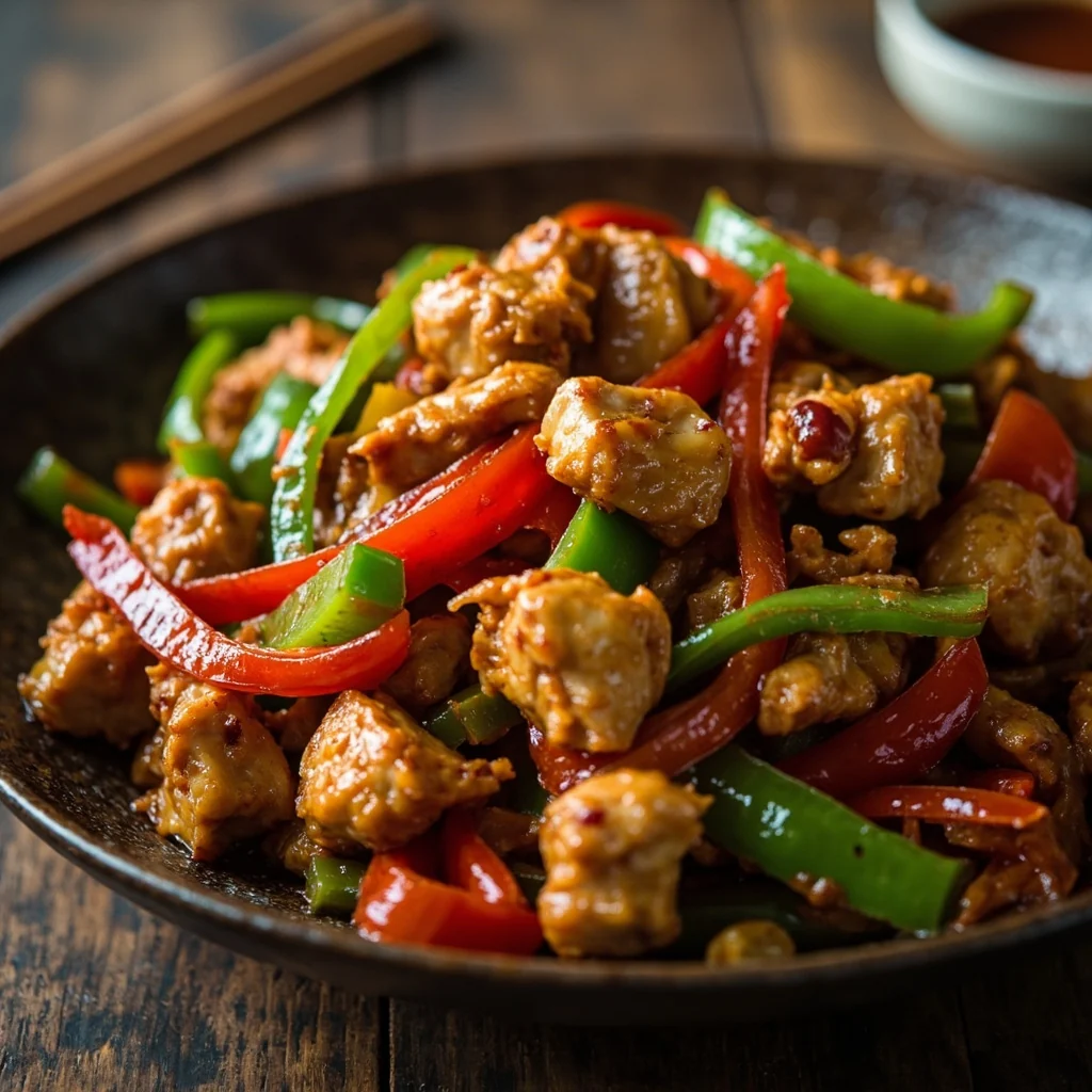 Sauté de Poulet aux Deux Poivrons