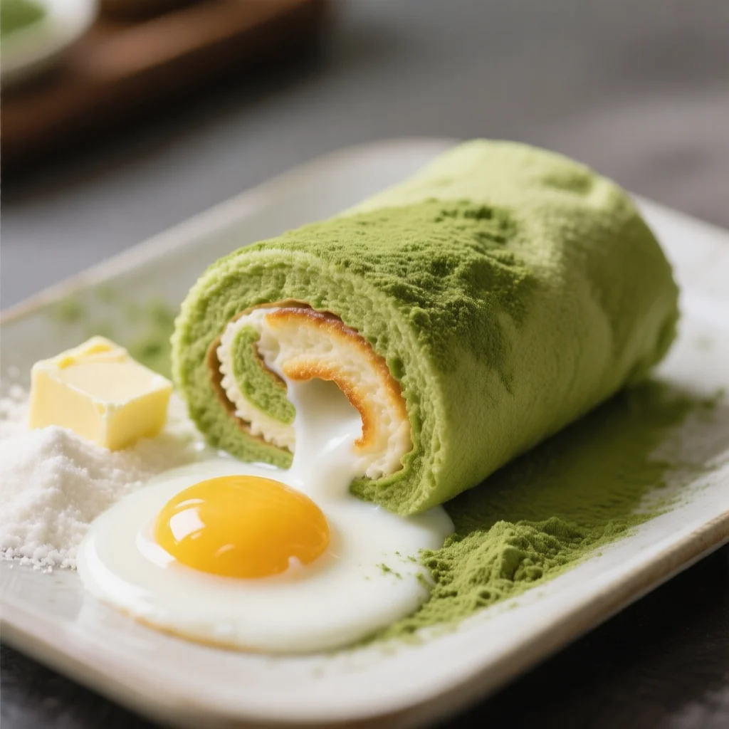 Roulé au Matcha en Forme de Serviette