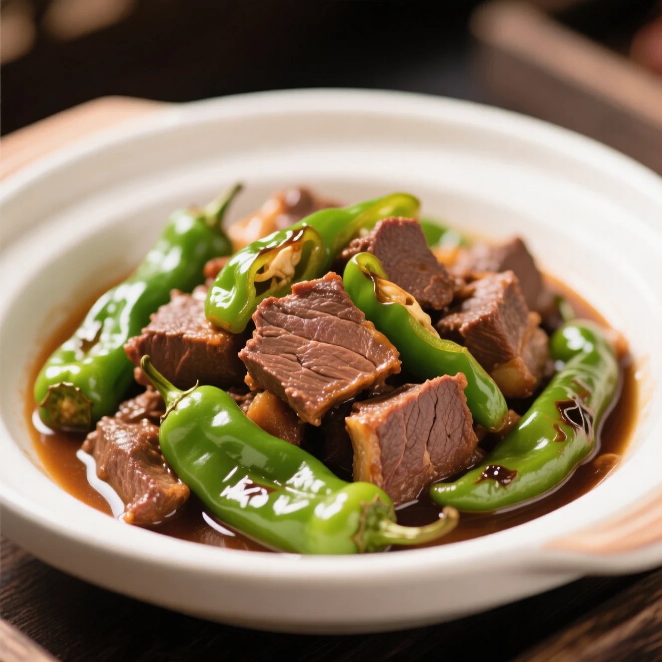 Bœuf Braisé aux Poivrons Verts