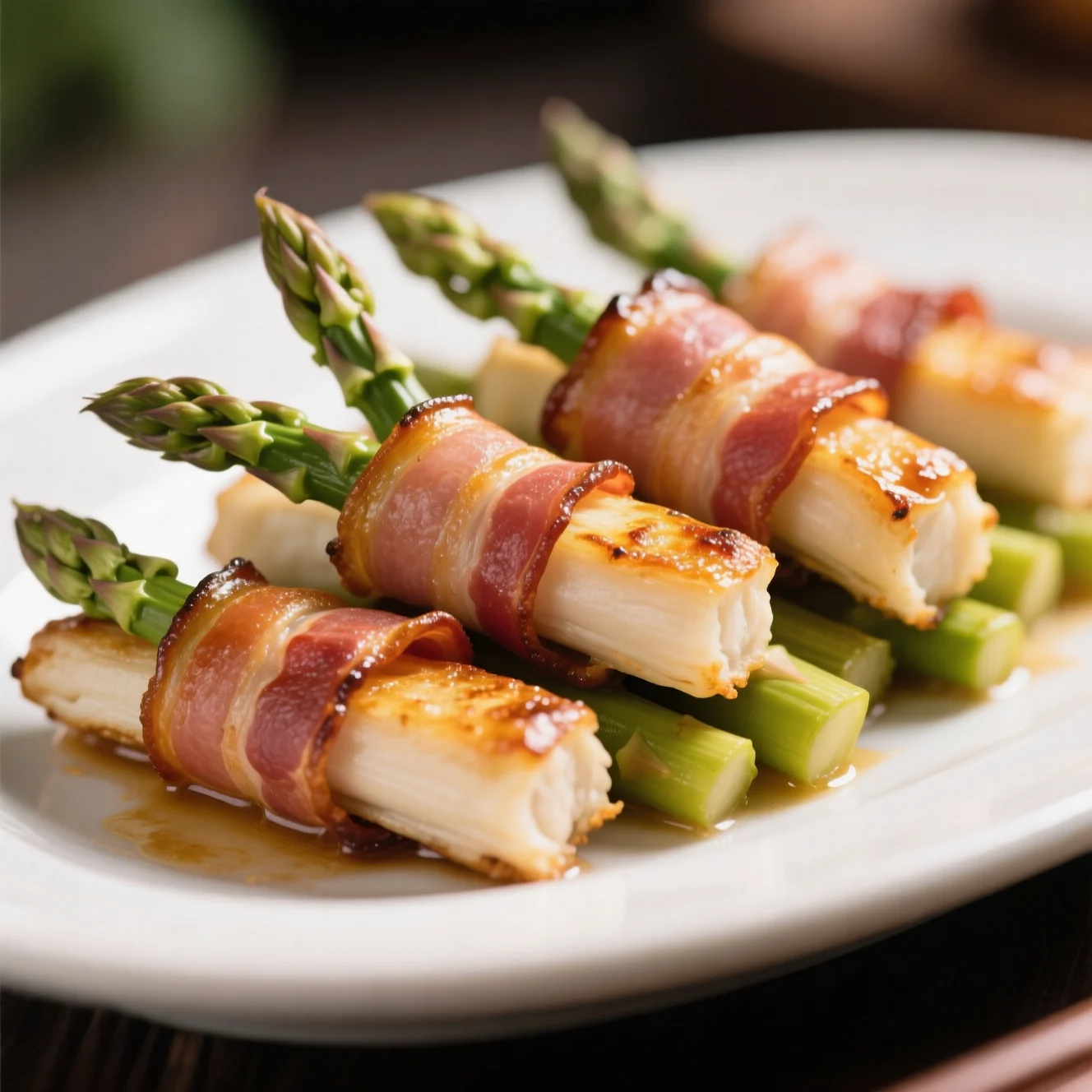 Bâtonnets de Crabe Enrobés de Bacon avec Asperges