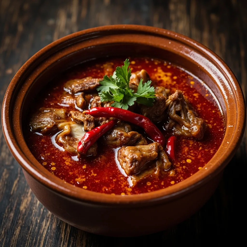 Caldo de braseado de pato con aceite caliente