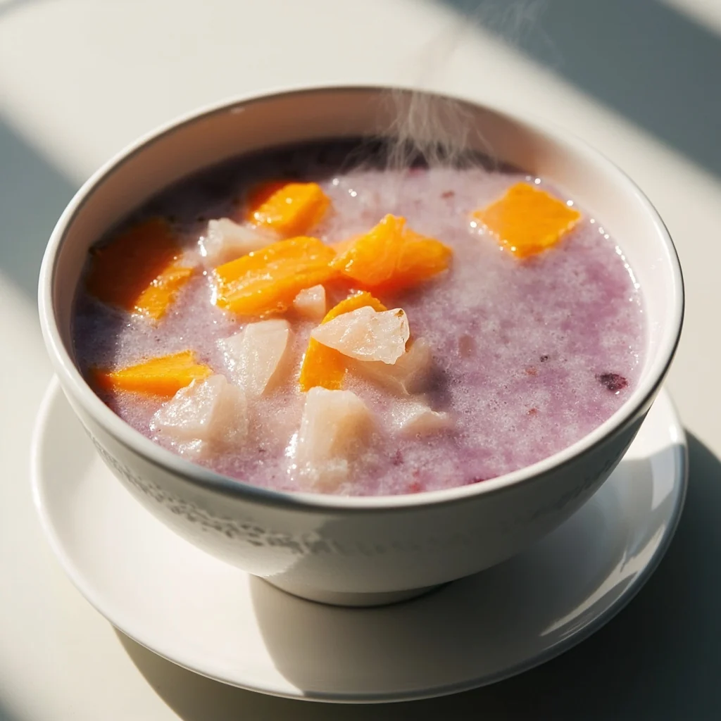Porridge de Igname Chinoise, Potiron et Riz Violet Sucré