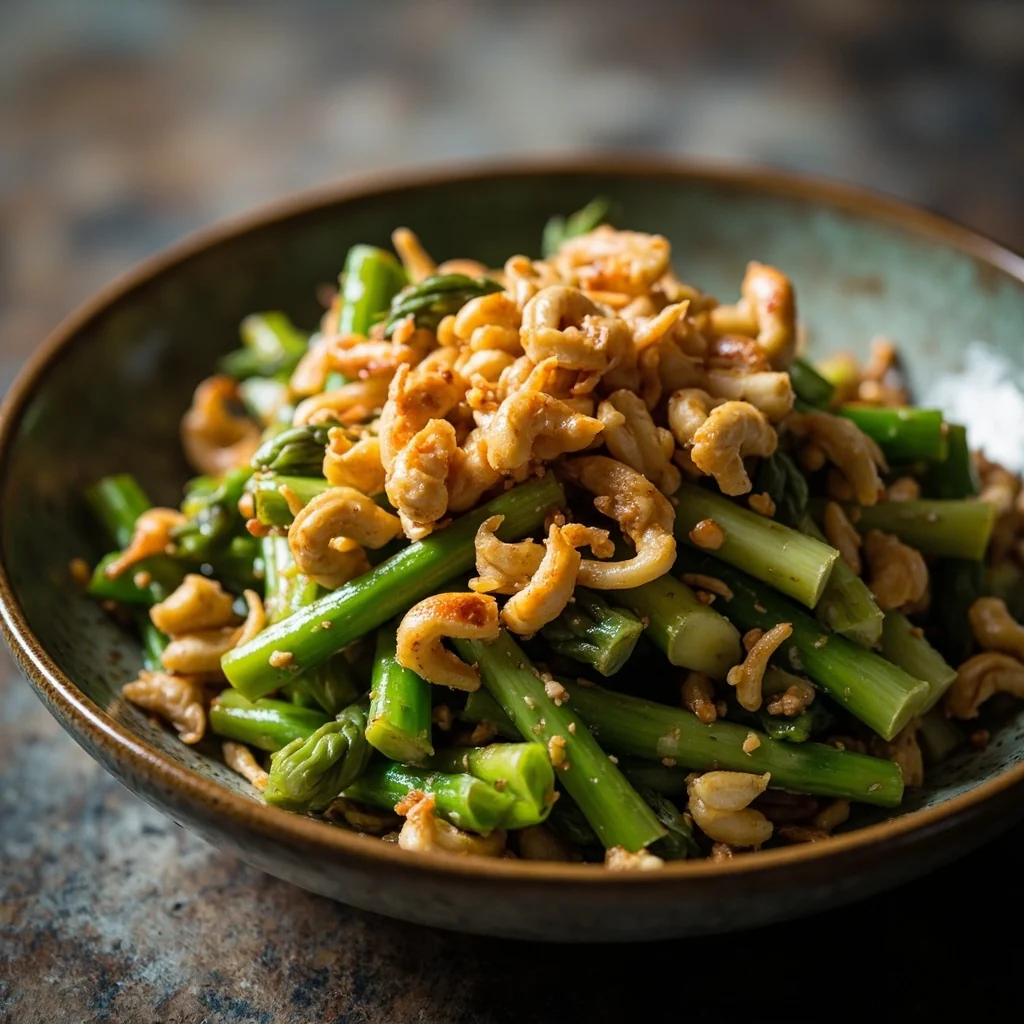 Asperges Blanchies aux Cacahuètes Croquantes
