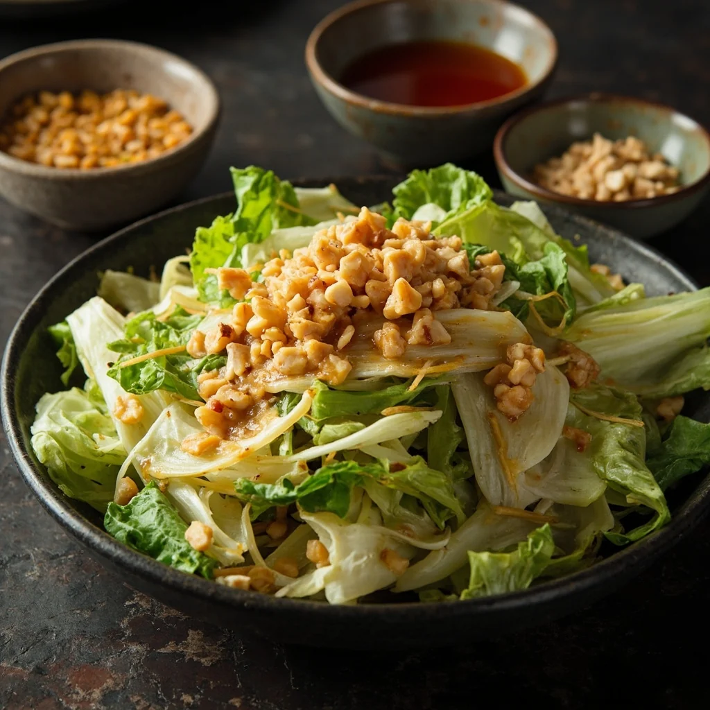Laitue à l'Ail avec Cacahuètes Concassées
