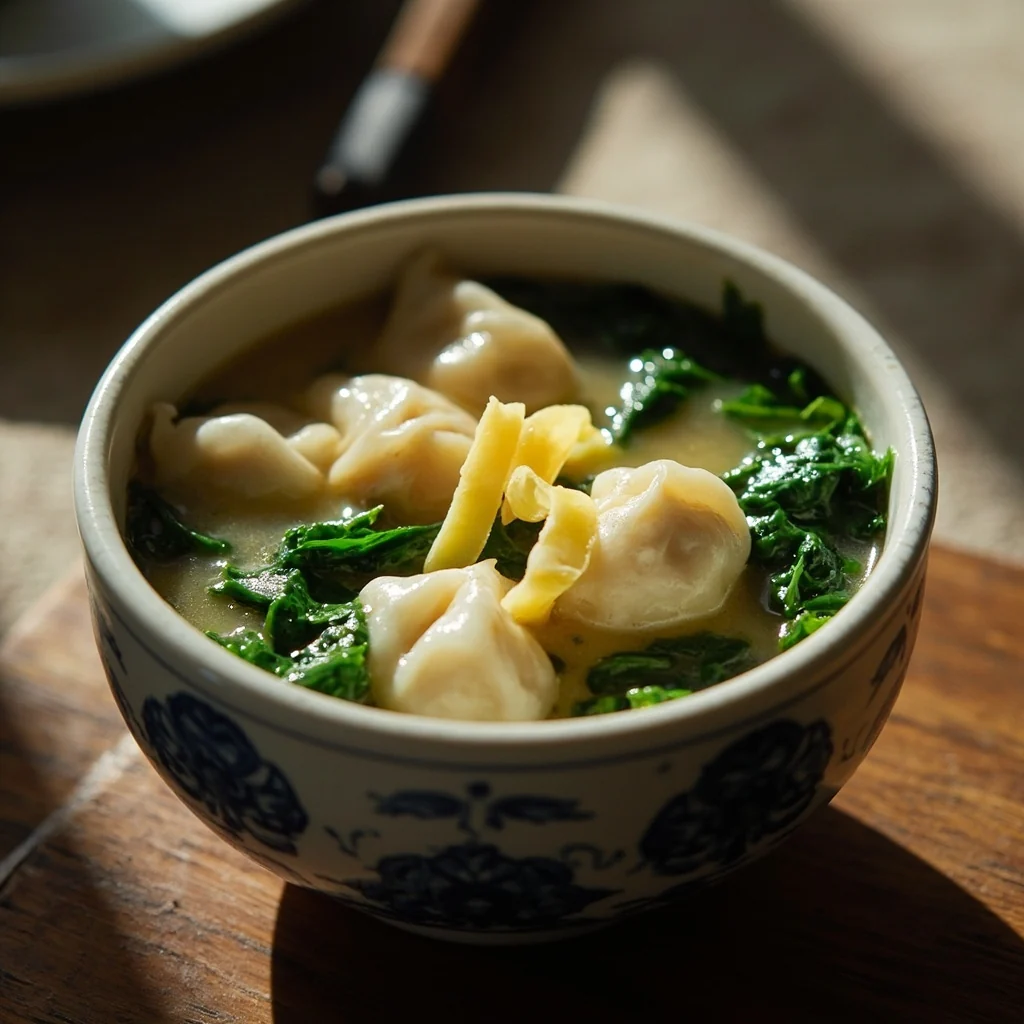 Soupe de boulettes aux épinards