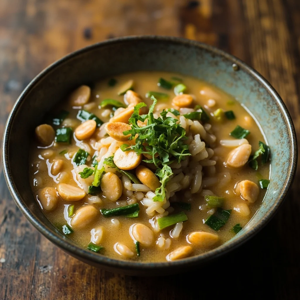 Congee aux arachides et légumes