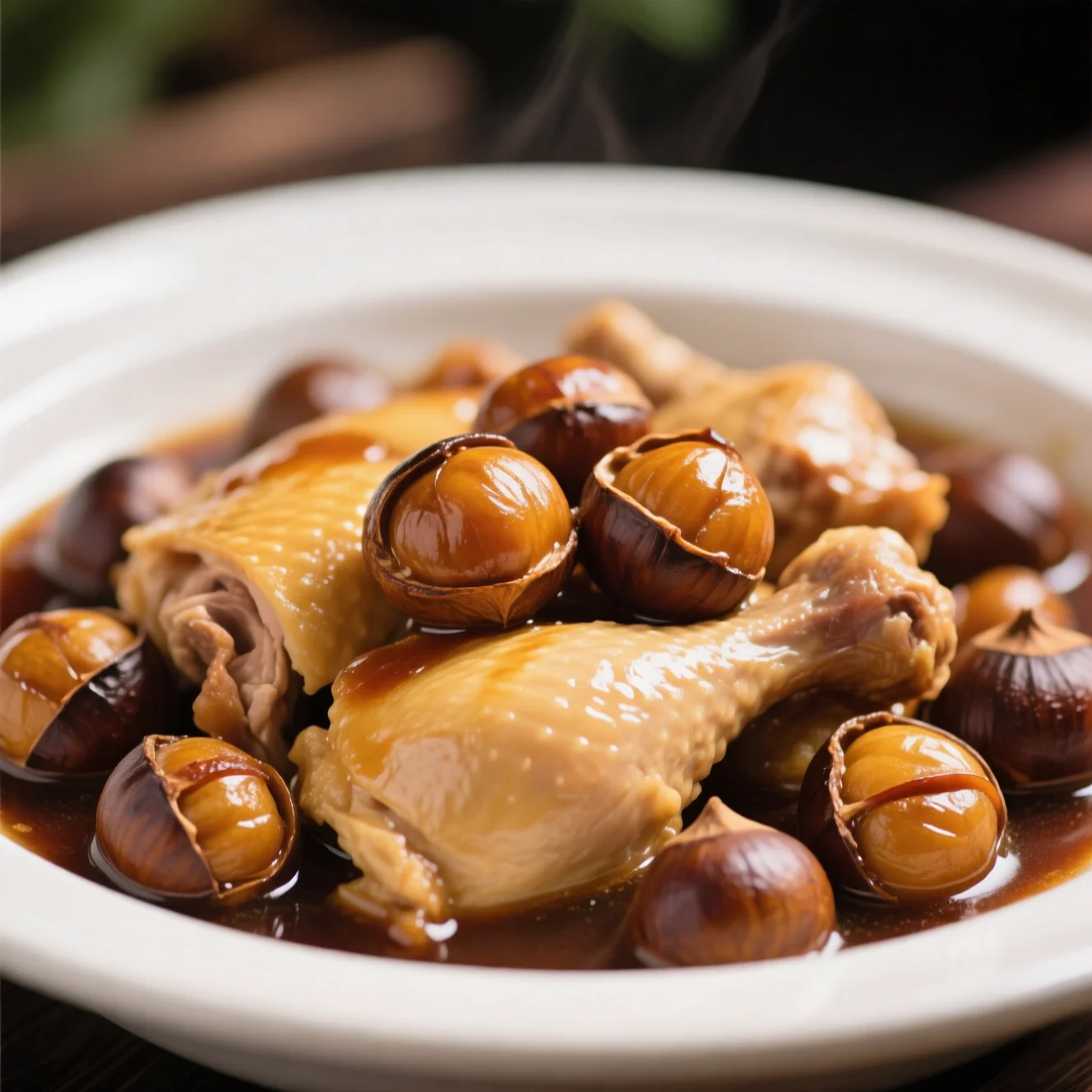 Poulet braisée aux châtaignes