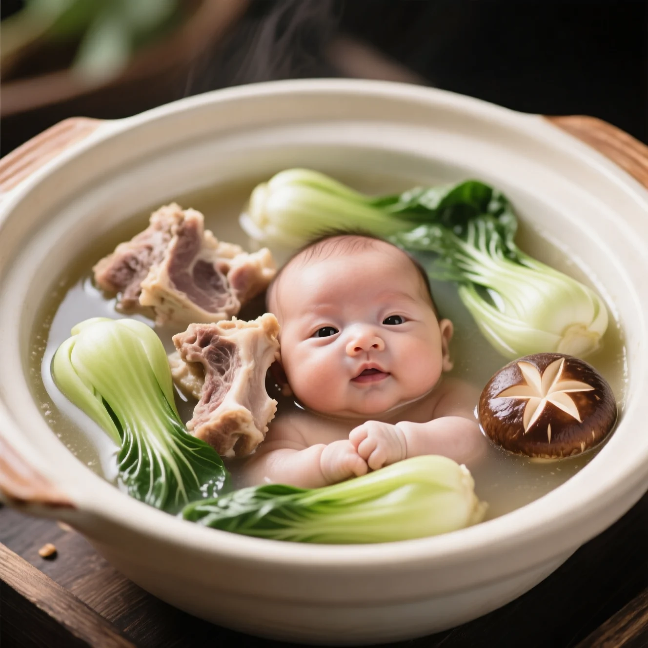 Soupe d'os de porc au bok choy