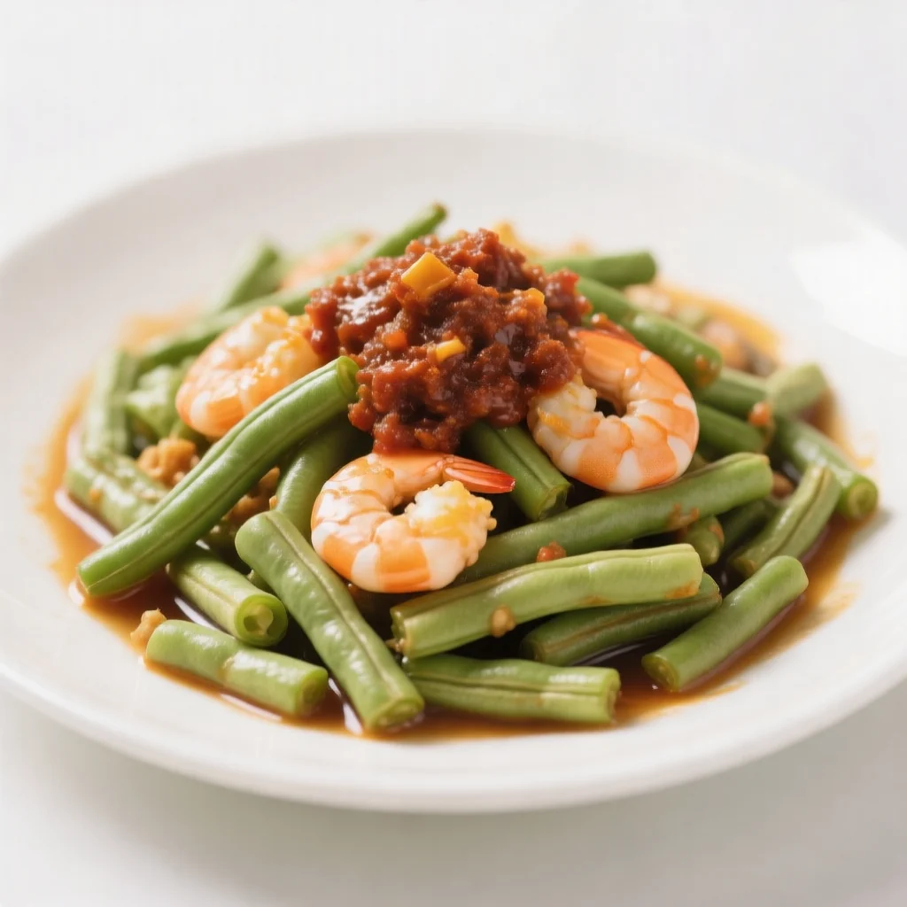 Doliches sautés à la sauce aux crevettes