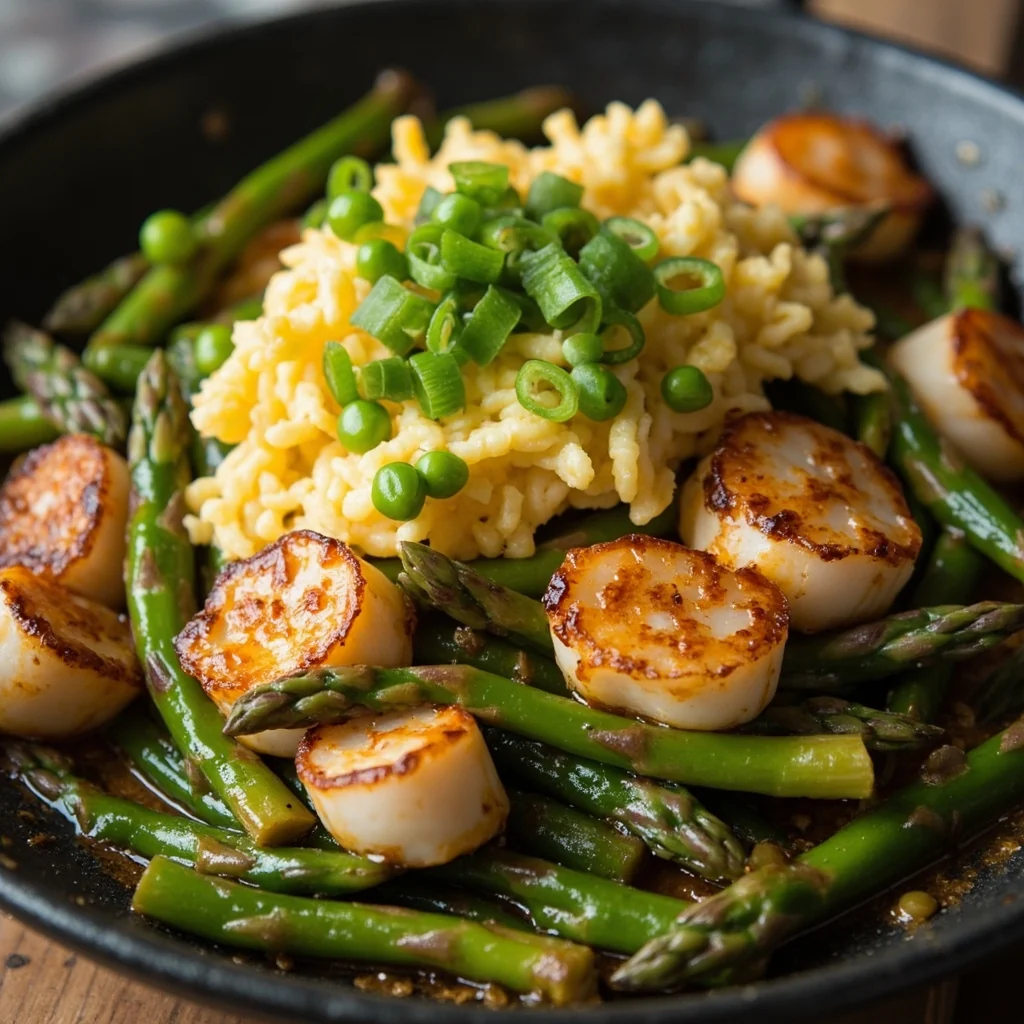 Sauté d'asperges et pétoncles