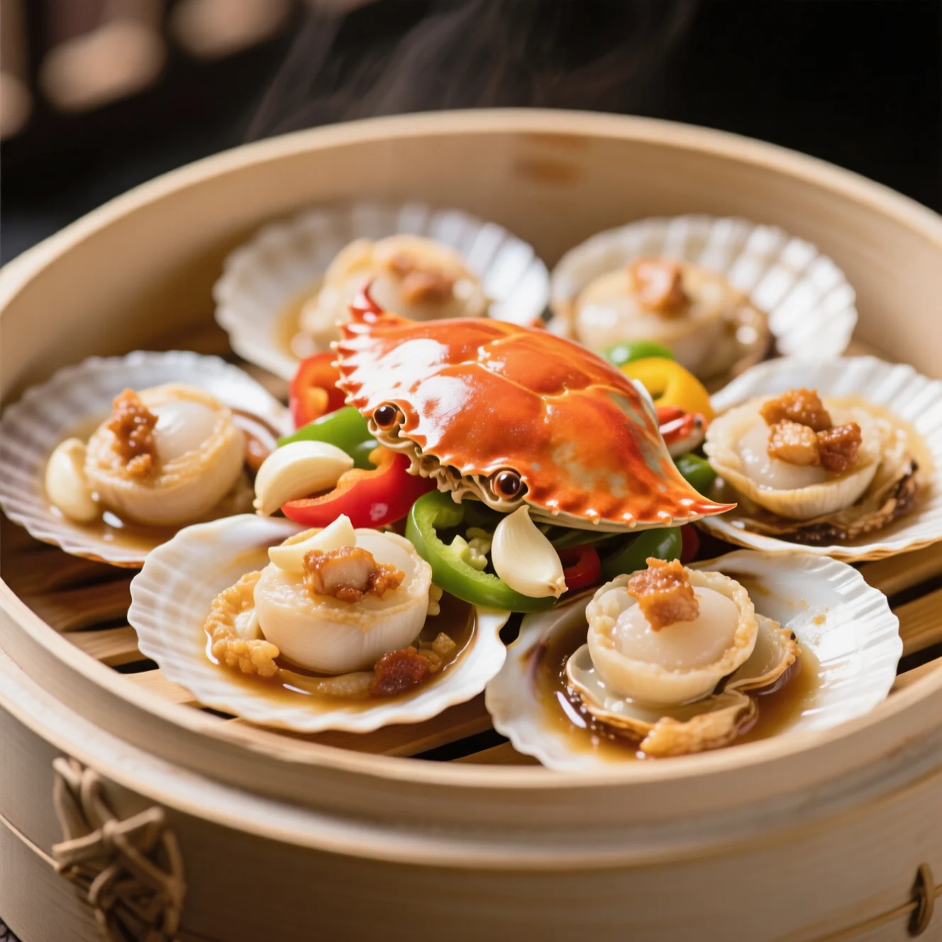 Saint-Jacques à l'ail au crabe imitation