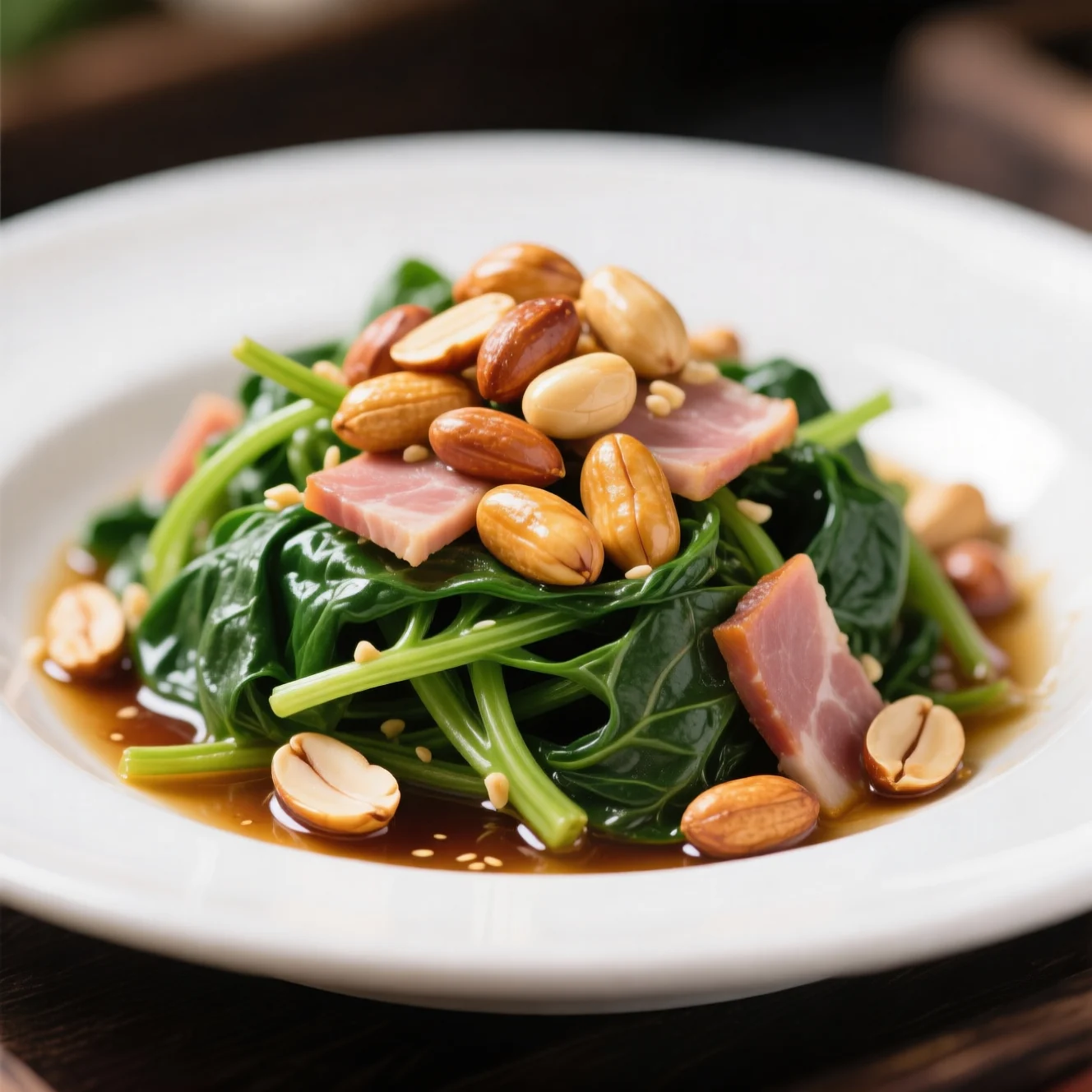 Épinards froids aux cacahuètes toastées