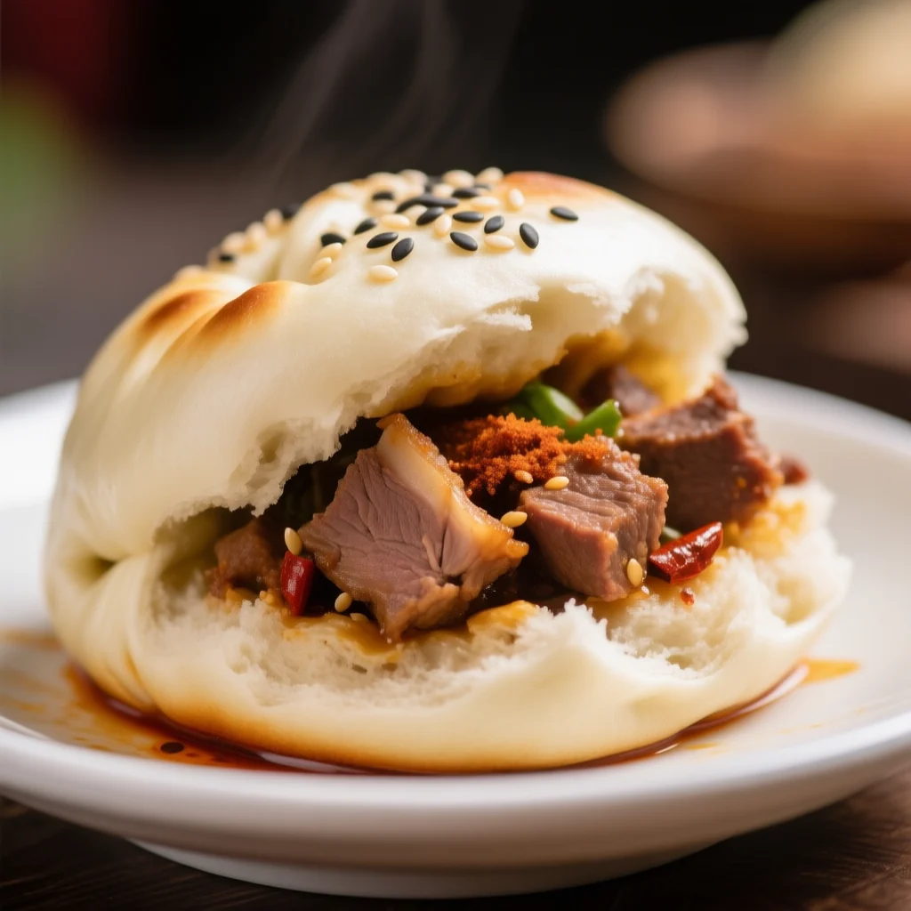 Petits pains au sésame avec agneau épicé