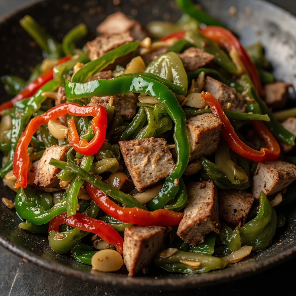 Poivrons et porc aux moutardes marinées style Sichuan