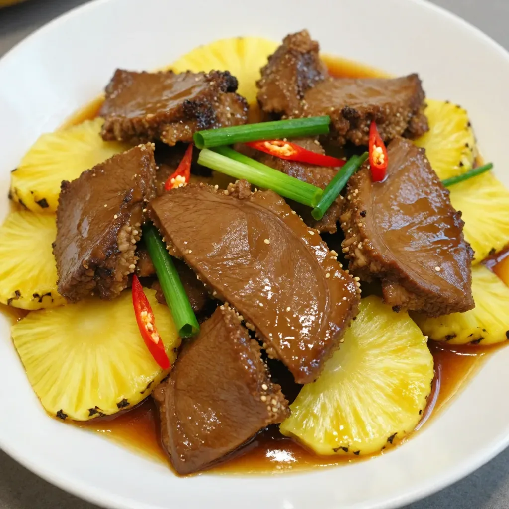 Foie de porc sauté à l'ananas