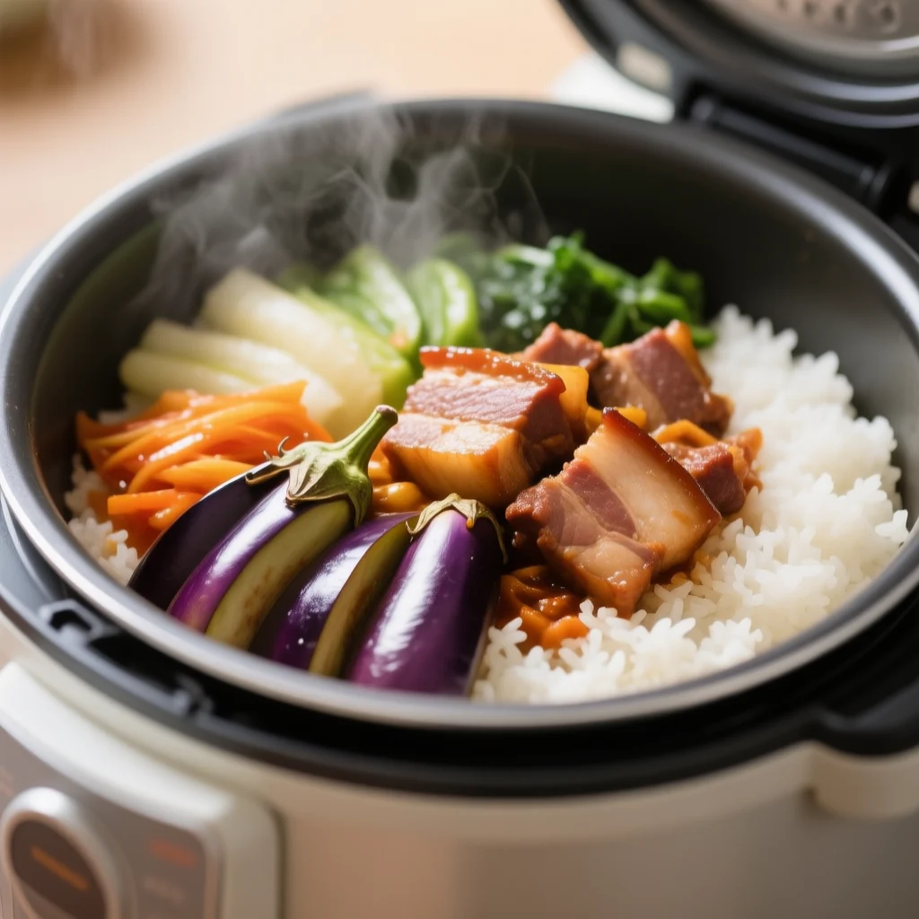 Bol de riz à l'aubergine