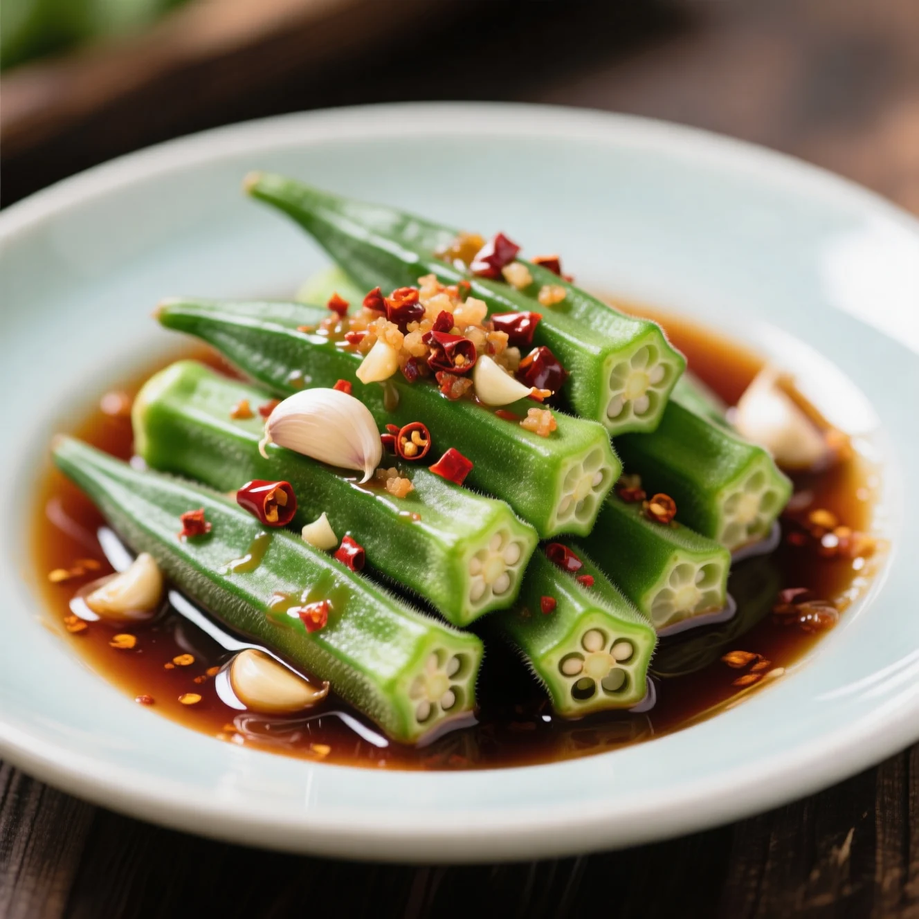 Okra glacé avec sauce savoureuse sucrée