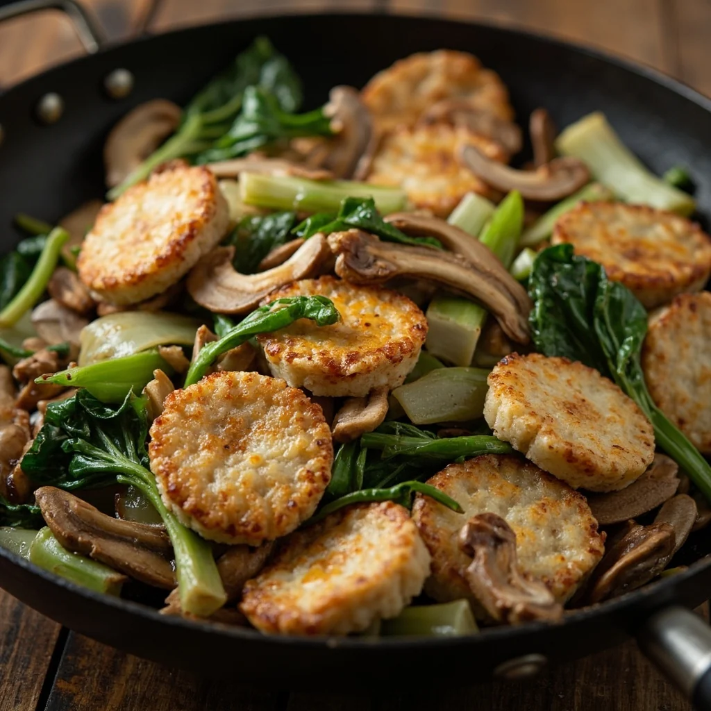 Gâteaux de Riz Sautés aux Champignons Frais
