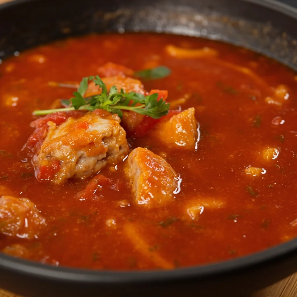 Soupe de boulettes de porc aux tomates