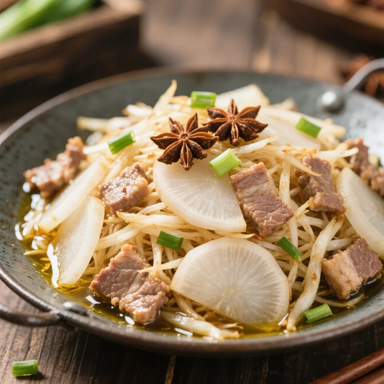 Viande aux radis émincés